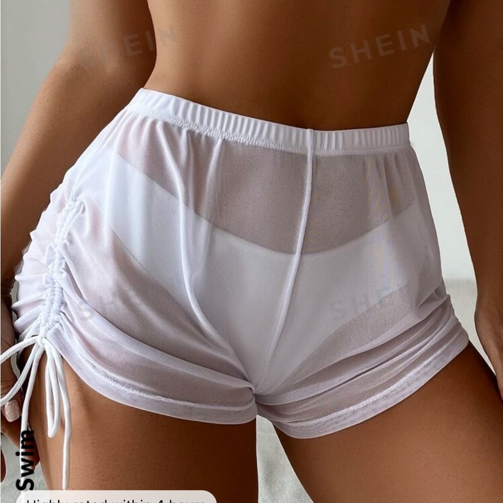 Mesh Drawstring Cover up Shorts